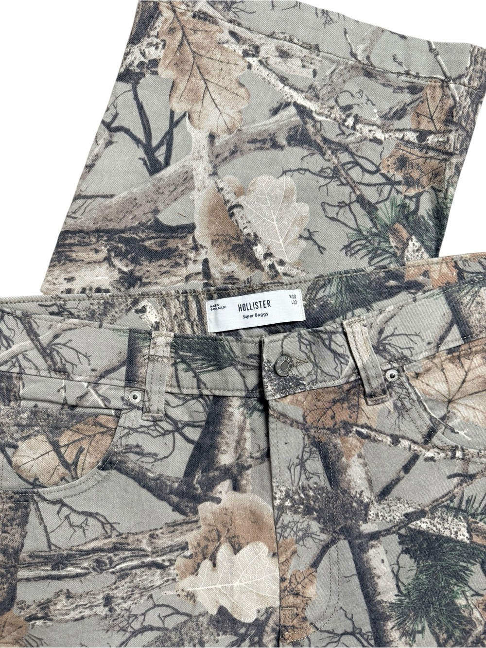 NWOT Hollister Women’s Super Baggy Camo Jeans 33x32 Woodland Wide Leg Y2K - Picture 5 of 11